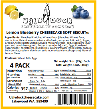 Lemon Blueberry Cheesecake Soft Biscuits™ (4 Pack)